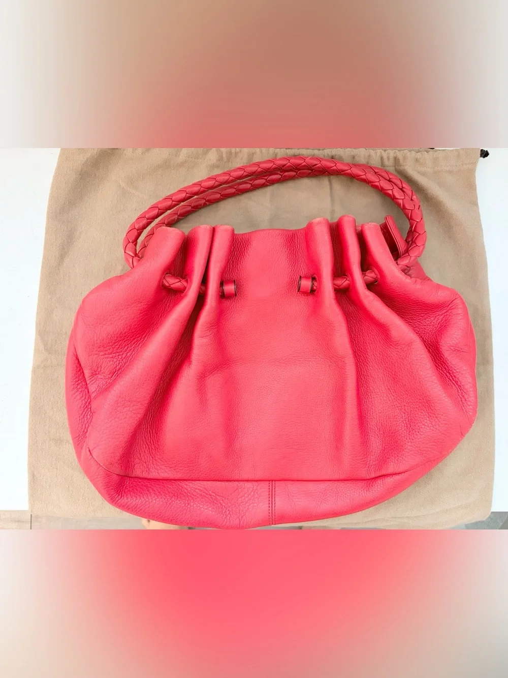 Auth BOTTEGA VENETA Coral Medium Hobo Intreciatto Leather Bag